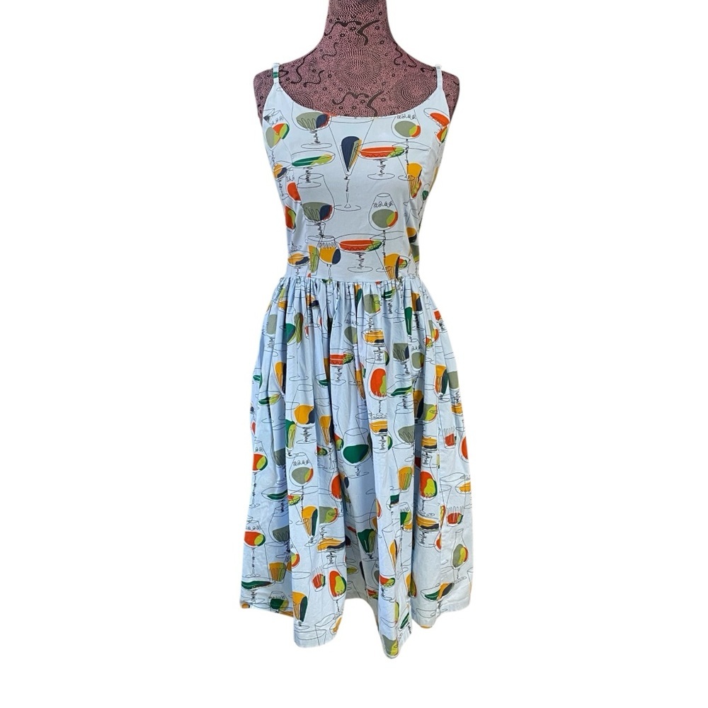 Bettie Page Cocktails Bar Gals Night Retro Dress *Flaw